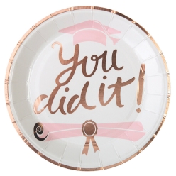 Pretty Pink & Metallic Graduation Dessert Plates 8pk