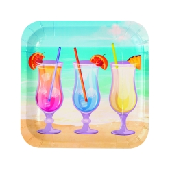 Summer Cocktail Party Square Dinner Plates-8Pk