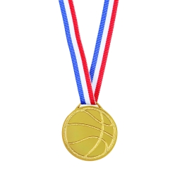 Basketball Medals with Red, White & Blue Ribbon-12Pk