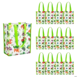 Farmer's Market Laminated Shopper Tote Bags-12Pk