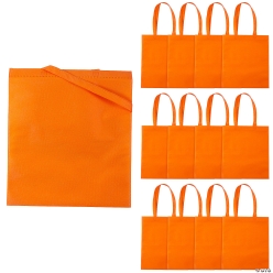 Large 17in Orange Fabric Tote Bags - 12 Pk