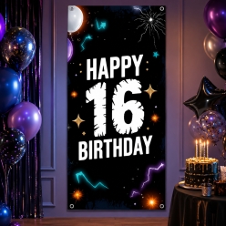 Happy 16th Birthday Vertical Banner