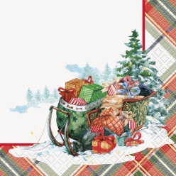 Classic Christmas Plaid Beverage Napkins 16PK