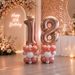 Rose Gold 18th Birthday Airfill Balloon Column