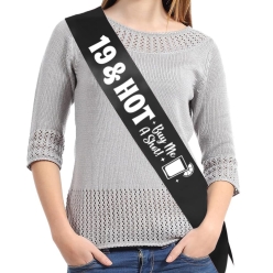 65% OFF: 19 & Hot Buy Me a Shot Black Satin Sash w/ White