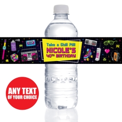 80's PERSONALIZED 40th Birthday VINYL Bottle Labels - 10 PK