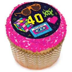 80's 40th Birthday Cupcake Icing Toppers 12pk