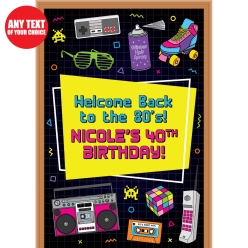 1980's Themed 40th PERSONALIZED Giant Vinyl Keepsake Door Sign