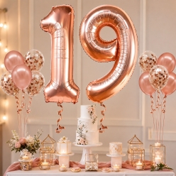 19TH Birthday Rose Gold Balloon Bouquet