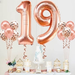 19TH Birthday Rose Gold Balloon Bouquet