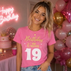 Age 19 Birthday Queen Pink T-shirt