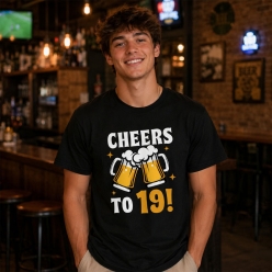 Cheers to 19 Years Beer Birthday Black T-shirt