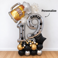 Age 19 Personalized Beer Airfill Balloon Column