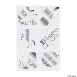 Disco Cowgirl Metallic Temporary Tattoos - 6 PK