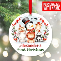 1st Christmas Personalized Wood Ornament
