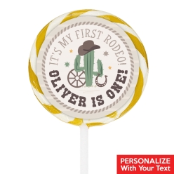 Western 1st Rodeo PERSONALIZED Lollipops - 12 Pk