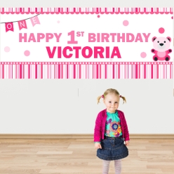 1st Birthday Girl PERSONALIZED Giant Keepsake Banner (stl2)