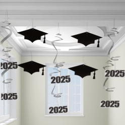 2025 Graduation Cap & Hanging Swirls