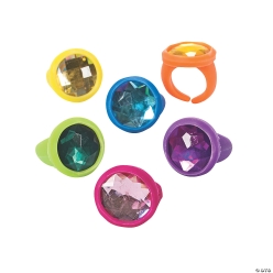 Rubber Jewel Rings - 24 Pack