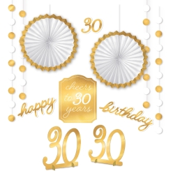 30th Birthday Gold Metallic 12 Pc Room Decor Kit