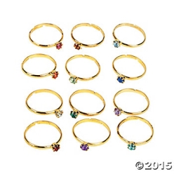 Metal Adjustable Birthstone Rings - 24 Pack