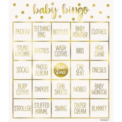 50% OFF: Gold Metallic Baby Shower Bingo Kit for 8