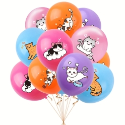 30% OFF: Cat Party Large Latex Balloons - 10 PK