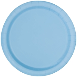 Light Blue Round Dinner Plates BIG 16 Pack