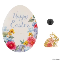 Floral Happy Easter Metal Pin on Card-12Pk