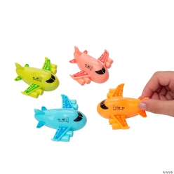 Bright Colour Pull-Back Plastic Airplanes-12Pk