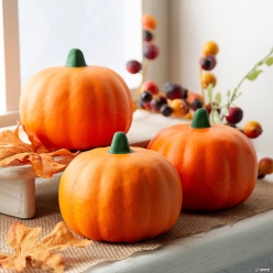 Bright Orange Foam Pumpkin Set-3Pk