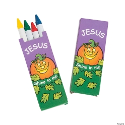 Christian Pumpkin 4 Colour Crayons - 48Pk