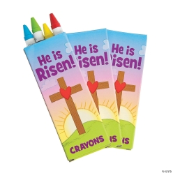 4-Colour He is Risen Crayon Boxes - 24 Boxes