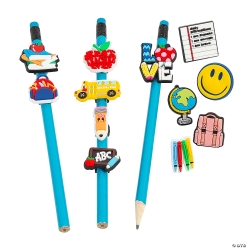 School Day Rubber Pencil Charms Assortment-24Pk