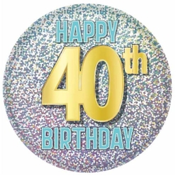 40th Birthday Shimmering Pin Button