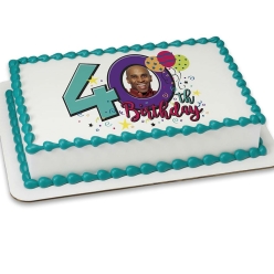 Happy 40th Birthday PERSONALIZED PHOTO Edible Icing