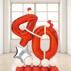 40th Red & White Anniversary Airfill Balloon Column