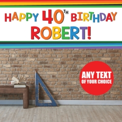Rainbow 40th PERSONALIZED Giant Vinyl Keepsake Banner