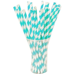 60% OFF: Teal Striped Straws - 10 PK