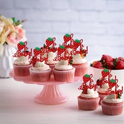 Strawberry Oh Baby Shower Glittering Food Toppers - 12 PK