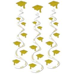 Graduation - Gold Grad Cap Whirls