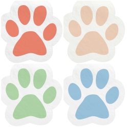 Pawsome Dog Paw Print Shaped Beverage Napkins 16pk