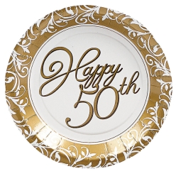 50th Anniversary Dessert Plates 8 Pk