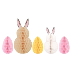 Bunny & Easter Egg Honeycomb Centerpieces- 5pcs