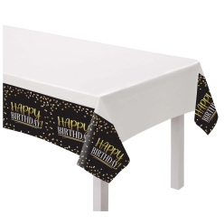 Black & Gold Printed Plastic Table Cover