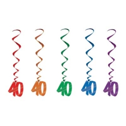 40th Birthday Whirls 5 Pk