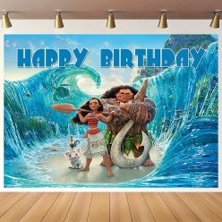 40% OFF: Moana 5 Foot FABRIC Birthday Backdrop