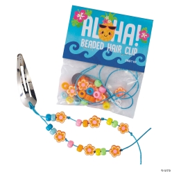 Luau Beaded Snap in Hair Clip Craft Kit-12Pk