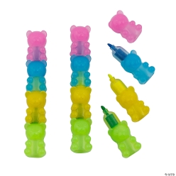 Stackable Multi-Coloured Bears Highlighters-12Pk