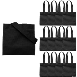 Black Nonwoven Polyester Tote Bags-12Pk